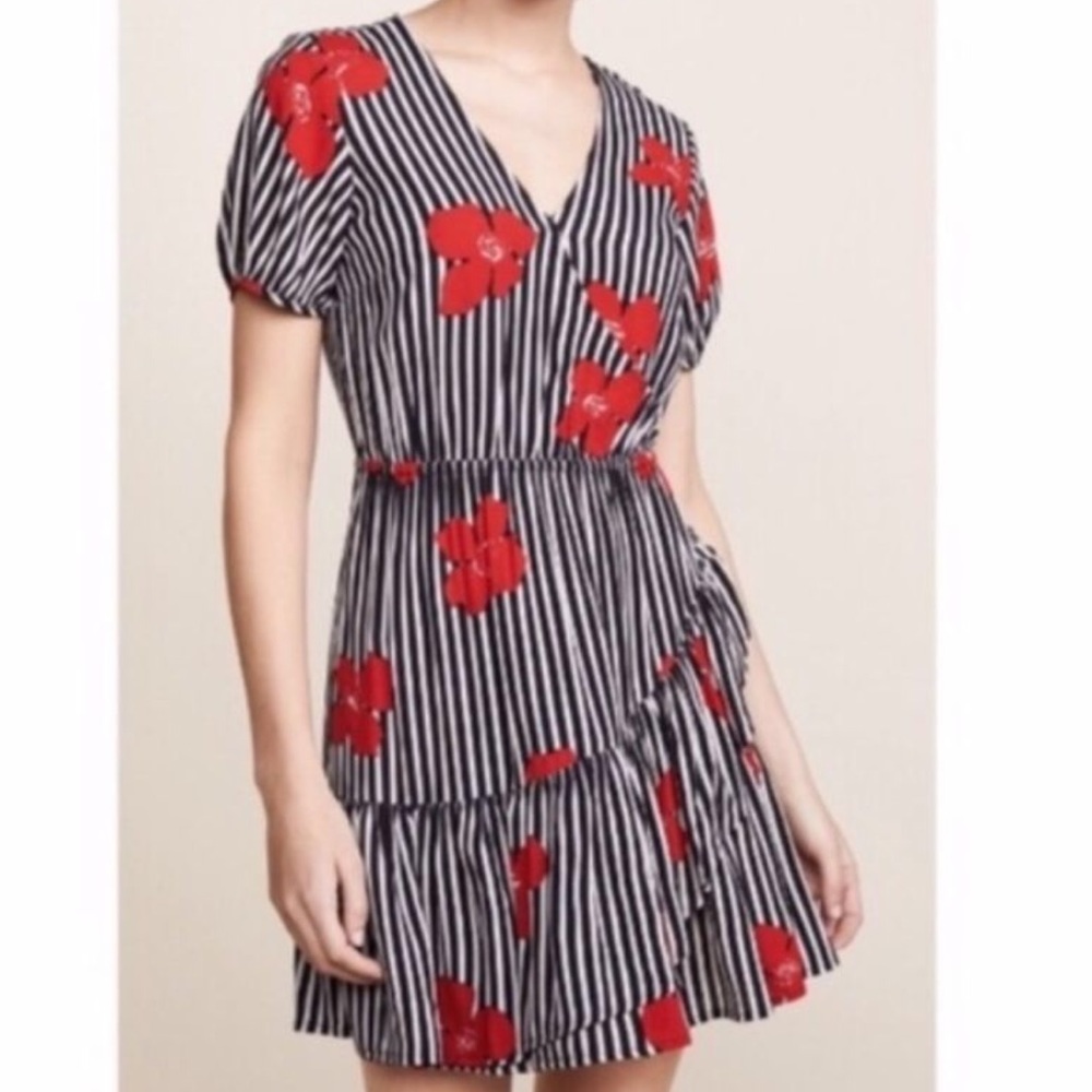 Madewell Black and Red Striped Mini Dress